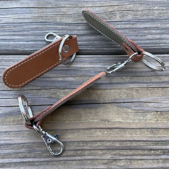 Lot of 3 Key Chain Handmade Keys Holder Genuine Leather Key Rings Dual Color - Picture 6 of 9